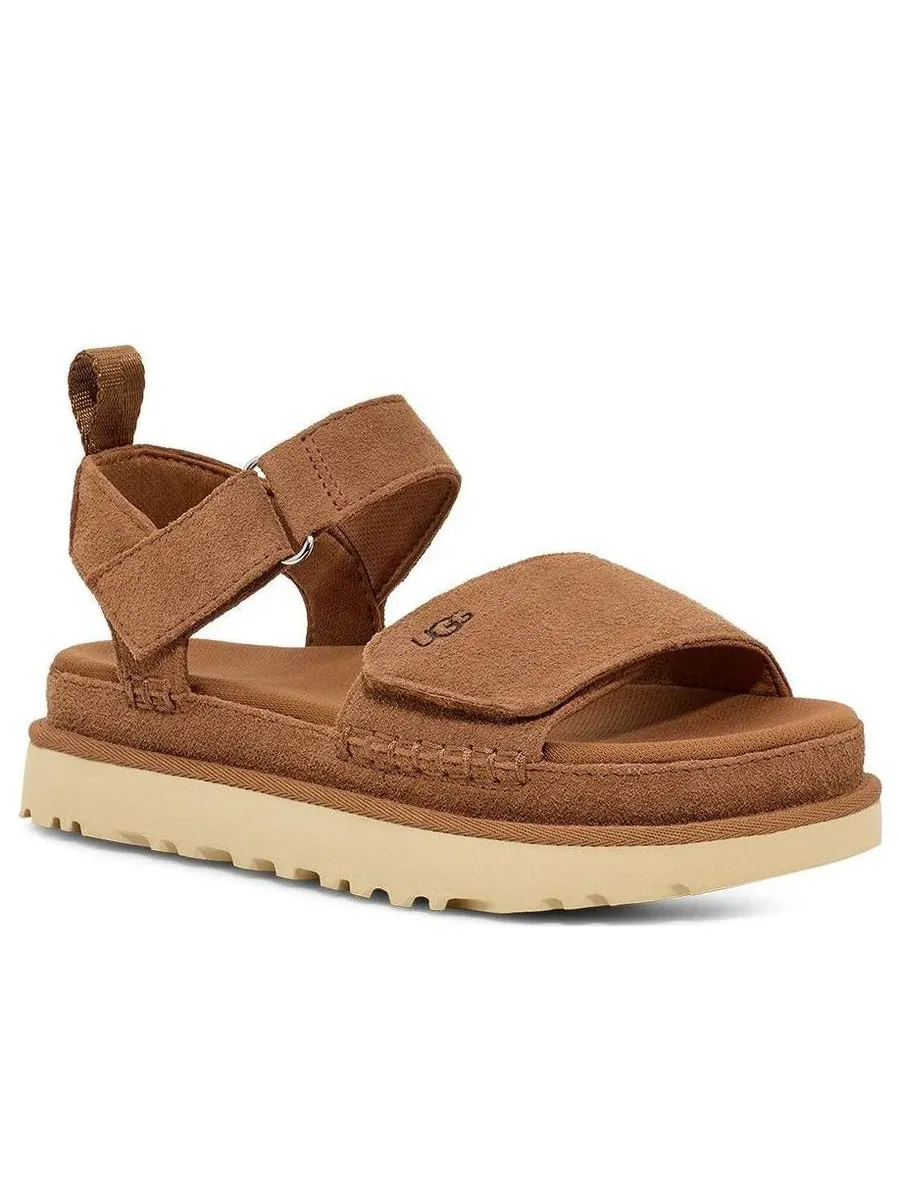 Сандалии (WMNS) UGG Goldenstar Platform Sandal 'Chestnut' — изображение 3 из 6, бежевый