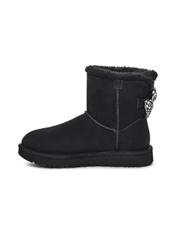 Кроссовки с клетчатым бантом короткие зимние ботинки Ugg — изображение 2 из 4, черный