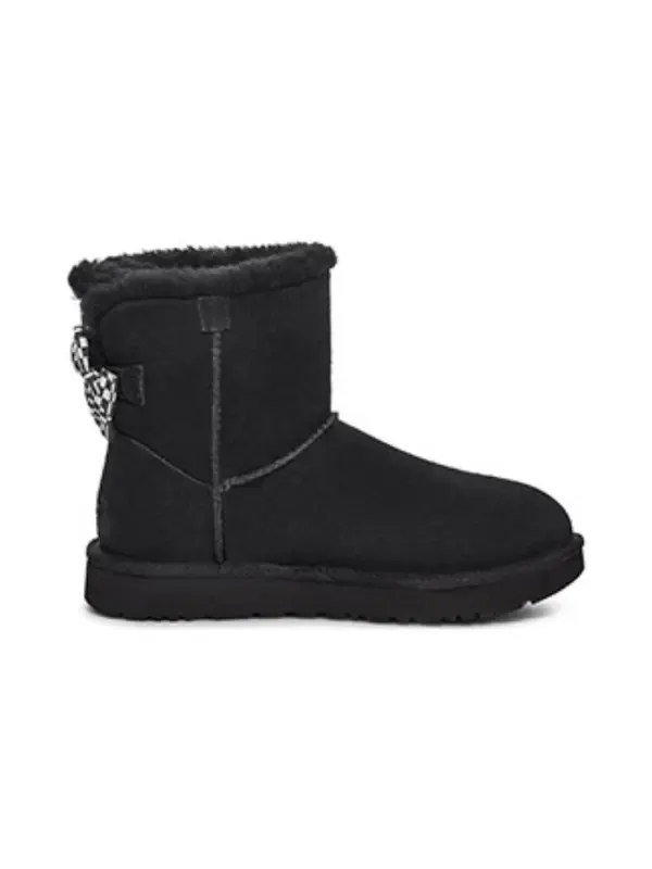Кроссовки с клетчатым бантом короткие зимние ботинки Ugg — изображение 3 из 4, черный