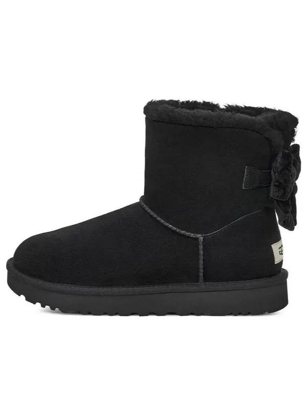 Кроссовки мини-бейли бант мятый бархатный ботинок Ugg — изображение 1 из 4, черный