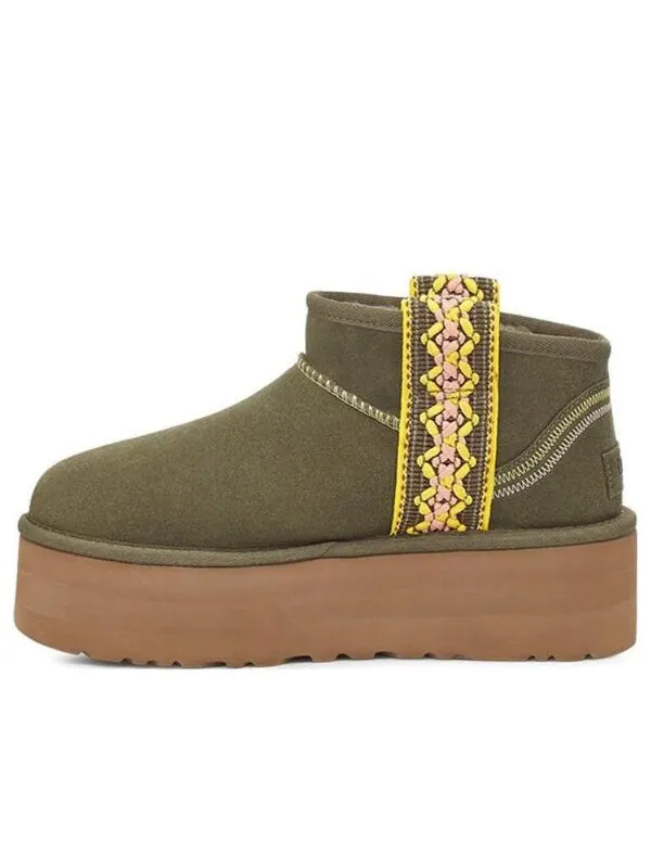 Кроссовки классические ультра мини плетеные plat Ugg — изображение 1 из 4, оливковый зеленый