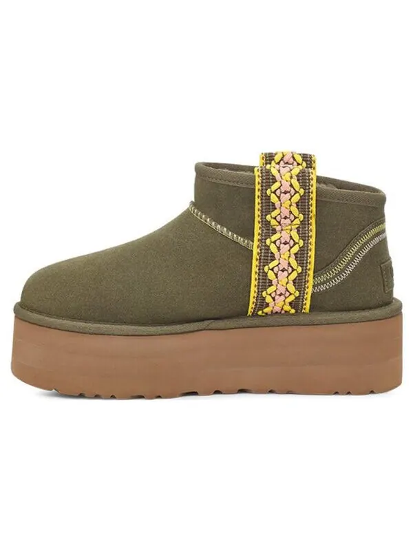 Кроссовки классические ультра мини плетеные plat Ugg — изображение 2 из 4, оливковый зеленый