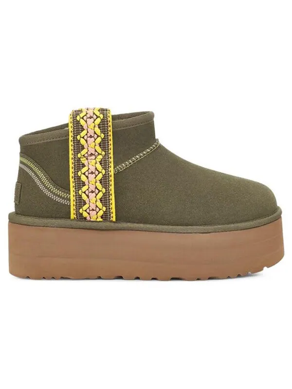 Кроссовки классические ультра мини плетеные plat Ugg — изображение 3 из 4, оливковый зеленый
