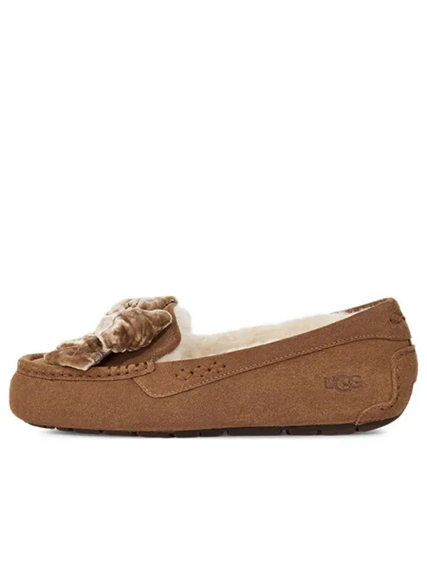 Кроссовки leisure fluff bow mini loafers 'tan velvet black' Ugg — изображение 1 из 4, бежевый//черный