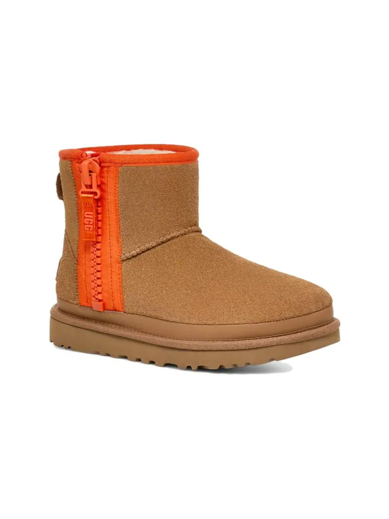 (WMNS) UGG Classic Mini Zipper Tape Logo 'Chestnut' — изображение 4 из 5, орех