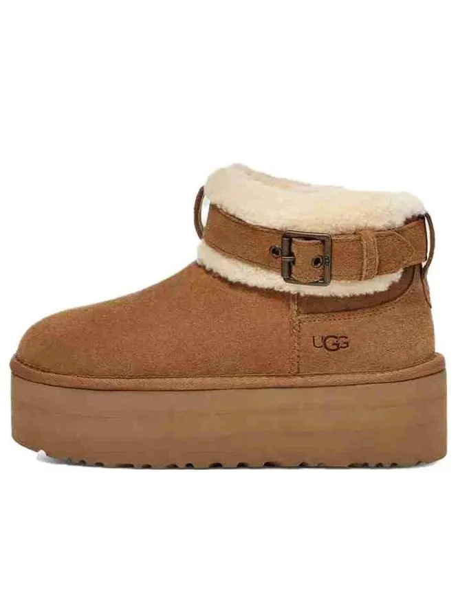 Угги (WMNS) UGG Ultra Mini Belted Roller Boot 'Chestnut' — изображение 1 из 6, бежевый
