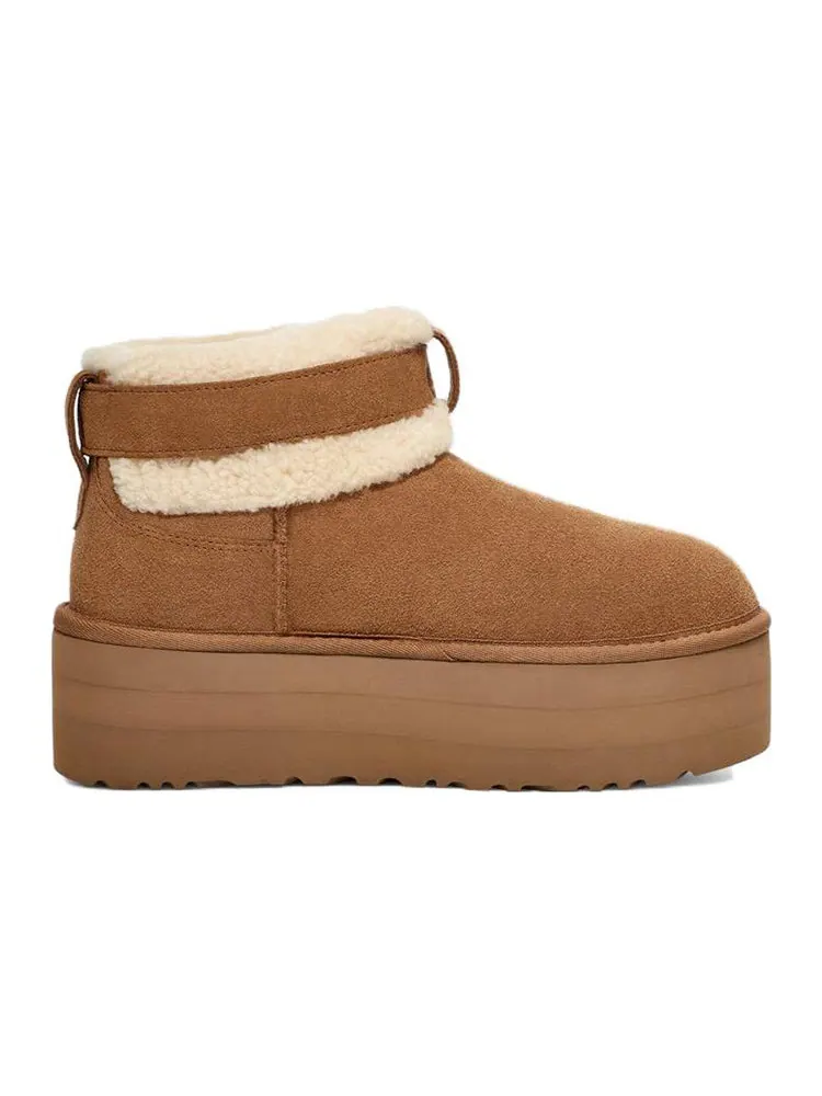 Угги (WMNS) UGG Ultra Mini Belted Roller Boot 'Chestnut' — изображение 3 из 6, бежевый