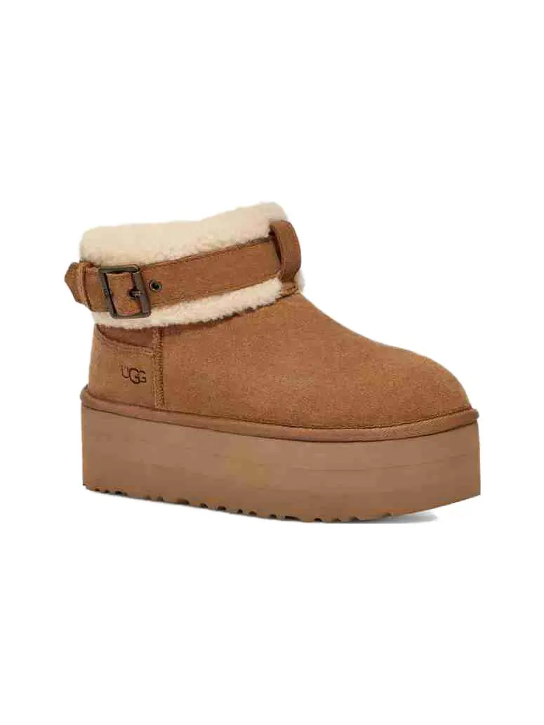 Угги (WMNS) UGG Ultra Mini Belted Roller Boot 'Chestnut' — изображение 4 из 6, бежевый