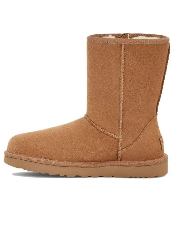 Угги (WMNS) UGG Classic Short Bailey Zip 'Chestnut' — изображение 1 из 4, коричневый