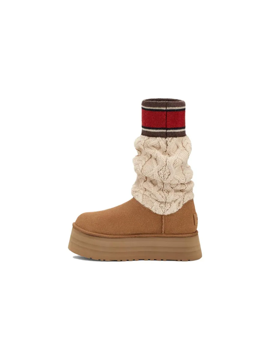 Кроссовки (WMNS)UGG Classic Sweater Letter Boot 'Chestnut' — изображение 2 из 7, бежевый