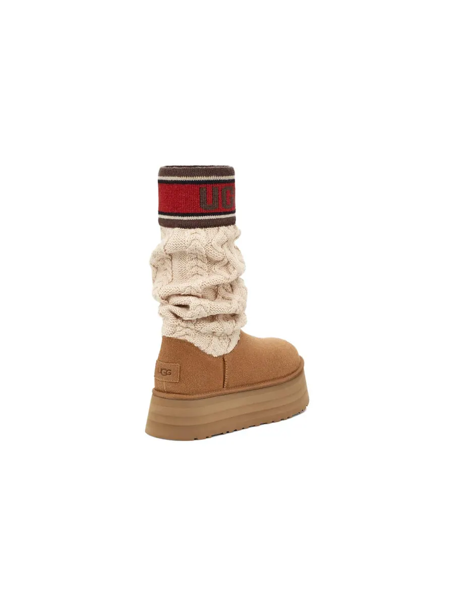 Кроссовки (WMNS)UGG Classic Sweater Letter Boot 'Chestnut' — изображение 5 из 7, бежевый