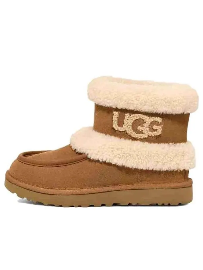 Угги (WMNS) UGG Classic Ultra Mini Fluff 'Chestnut' — изображение 1 из 6, бежевый