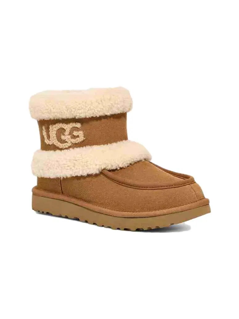 Угги (WMNS) UGG Classic Ultra Mini Fluff 'Chestnut' — изображение 4 из 6, бежевый