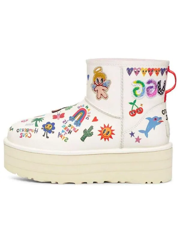 Кроссовки классические мини-ботинки Ugg — изображение 1 из 4, белый/розовый