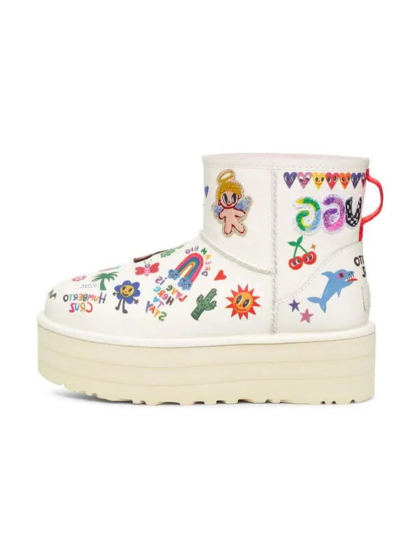 Кроссовки классические мини-ботинки Ugg — изображение 2 из 4, белый/розовый