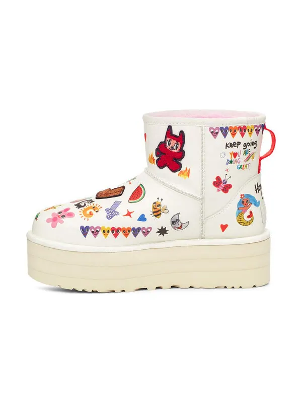 Кроссовки классические мини-ботинки Ugg — изображение 3 из 4, белый/розовый