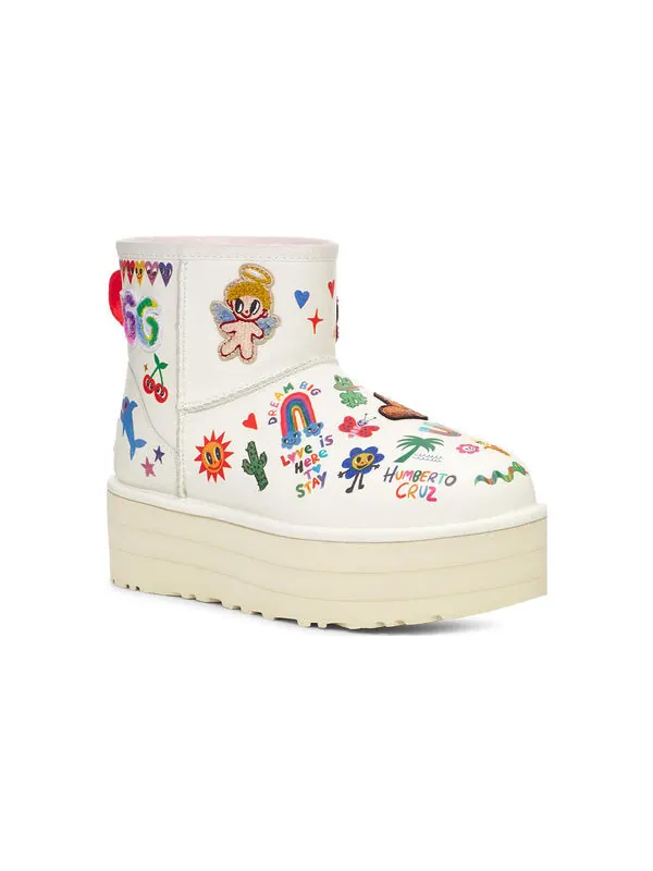 Кроссовки классические мини-ботинки Ugg — изображение 4 из 4, белый/розовый