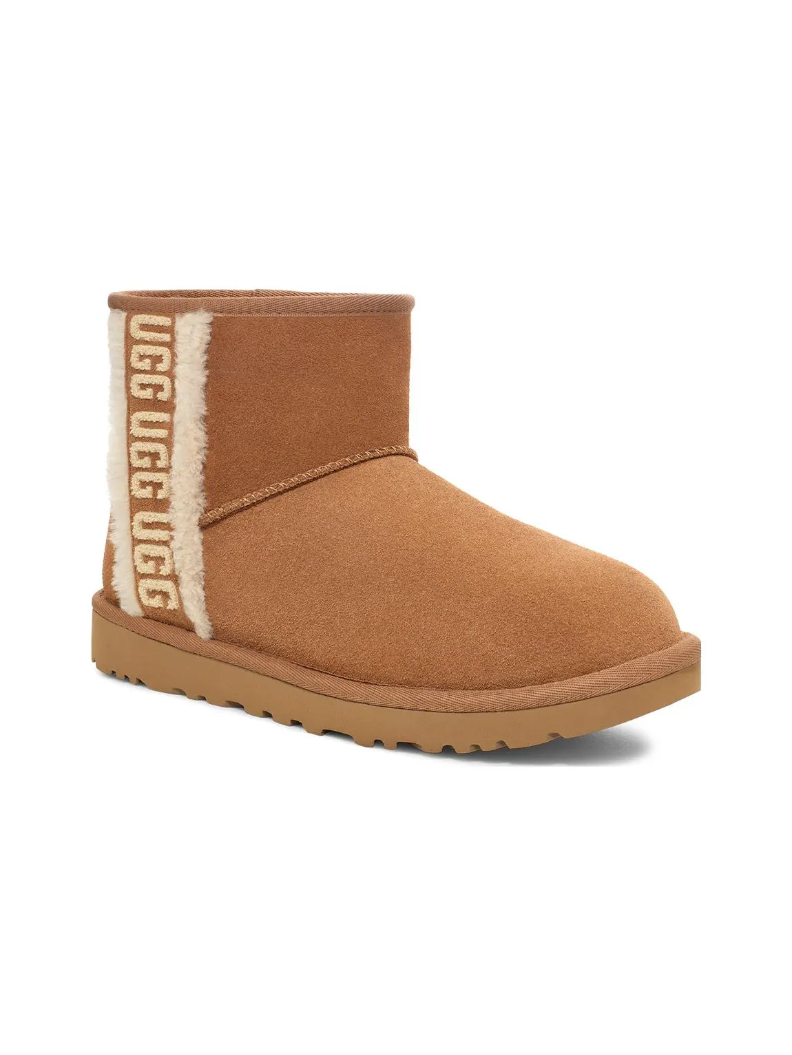Угги (WMNS) UGG Classic Mini Shearling Logo 'Chestnut' — изображение 3 из 5, коричневый