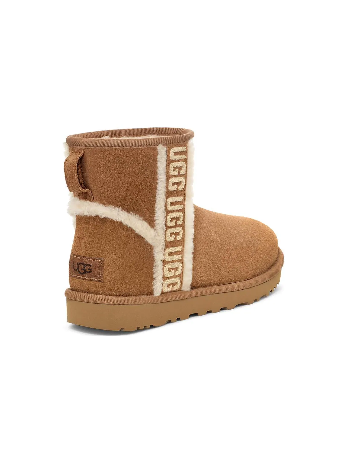 Угги (WMNS) UGG Classic Mini Shearling Logo 'Chestnut' — изображение 4 из 5, коричневый
