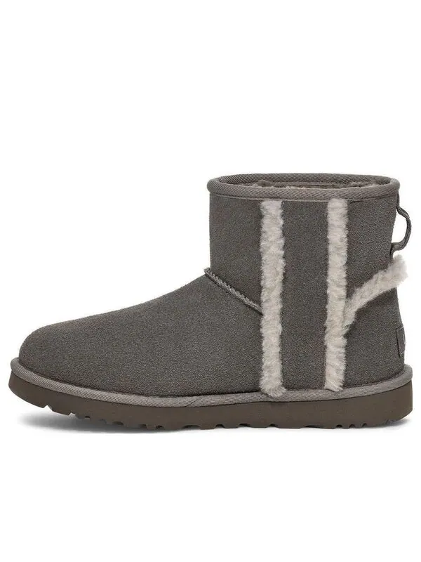 Кроссовки classic mini shearling logo 'charcoal' Ugg — изображение 1 из 4, темно-серый