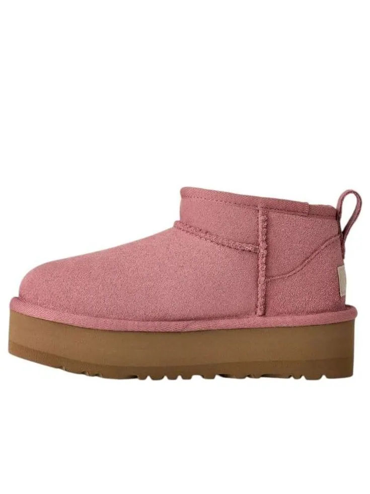 (GS) Классические ультраминиатюрные ботинки UGG на платформе 'Pink Dawn' — изображение 1 из 5, розовый/коричневый