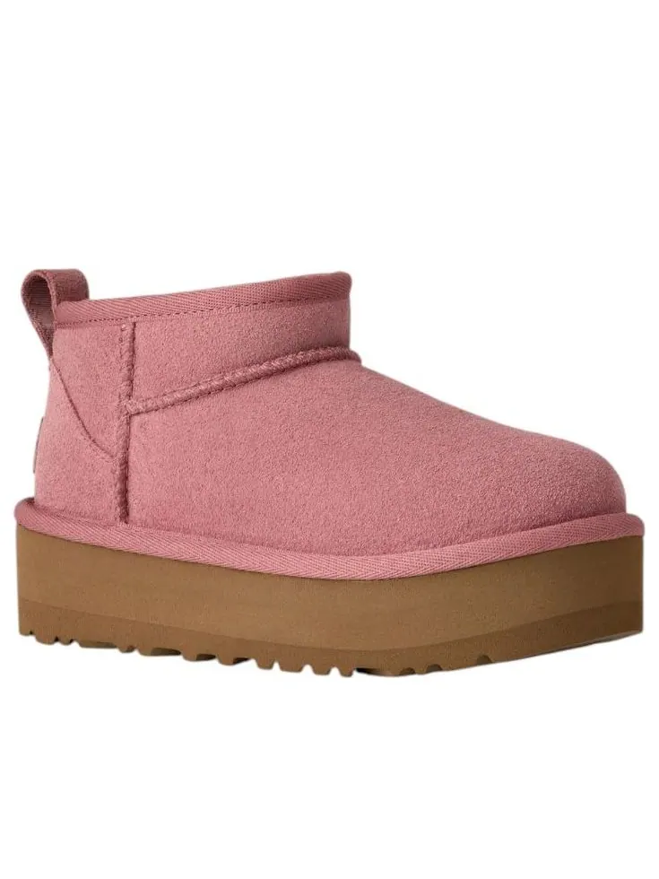 (GS) Классические ультраминиатюрные ботинки UGG на платформе 'Pink Dawn' — изображение 2 из 5, розовый/коричневый
