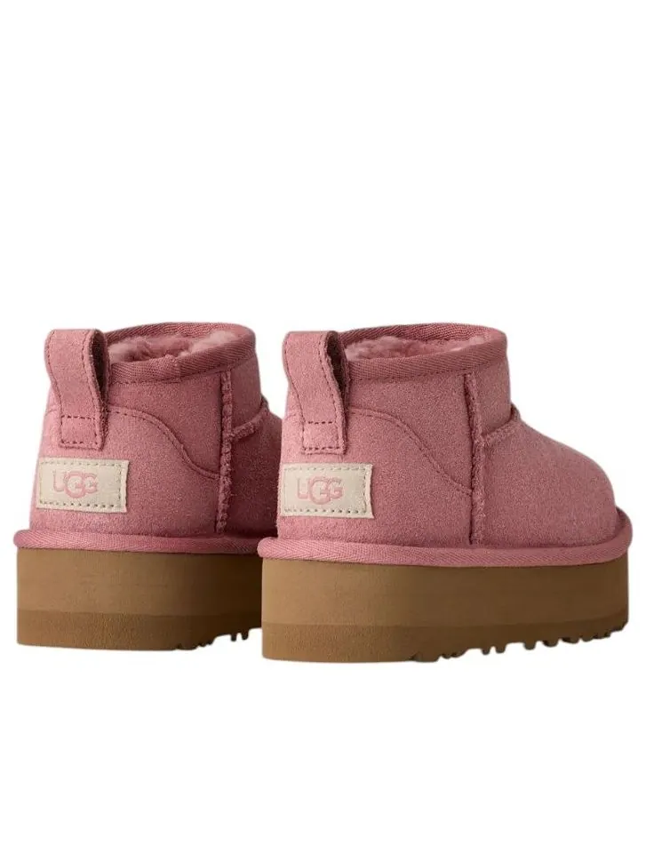(GS) Классические ультраминиатюрные ботинки UGG на платформе 'Pink Dawn' — изображение 3 из 5, розовый/коричневый