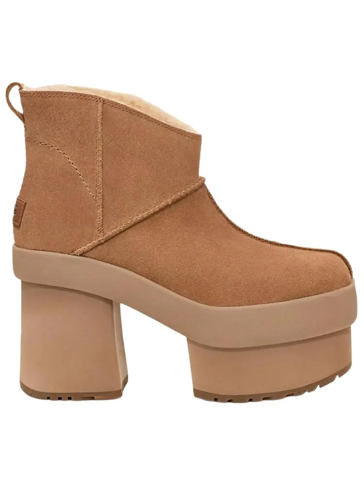 Угги (WMNS) UGG New Heights Platform Mini 'Chestnut' — изображение 2 из 5, бежевый