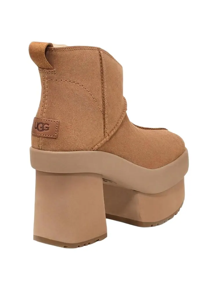 Угги (WMNS) UGG New Heights Platform Mini 'Chestnut' — изображение 3 из 5, бежевый
