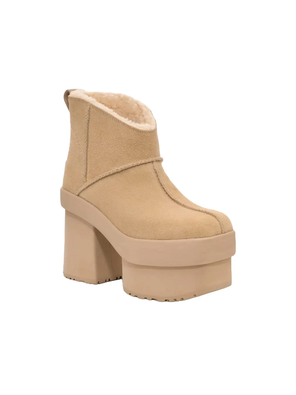 Угги (WMNS) UGG New Heights Platform Mini 'Brown' — изображение 3 из 5, бежевый
