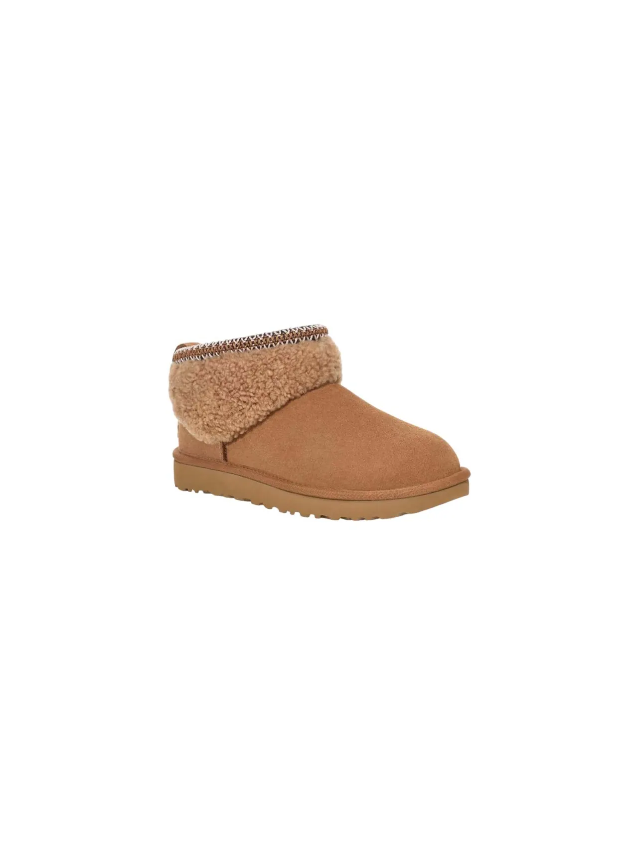 Угги (WMNS) UGG Classic Ultra Mini Maxi Curly Boot 'Chestnut' — изображение 3 из 5, бежевый