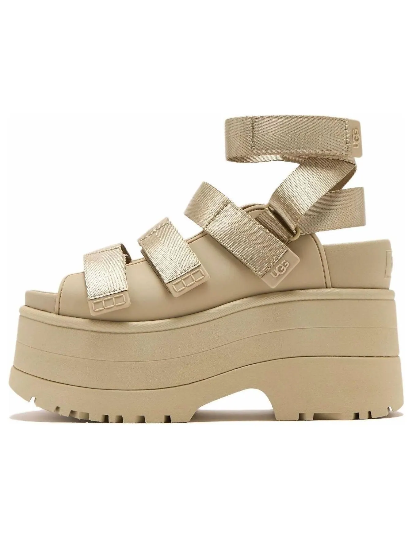 (WMNS) Сандалии на платформе UGG GoldenRise, цвет «Горчичное семечко» — изображение 1 из 3