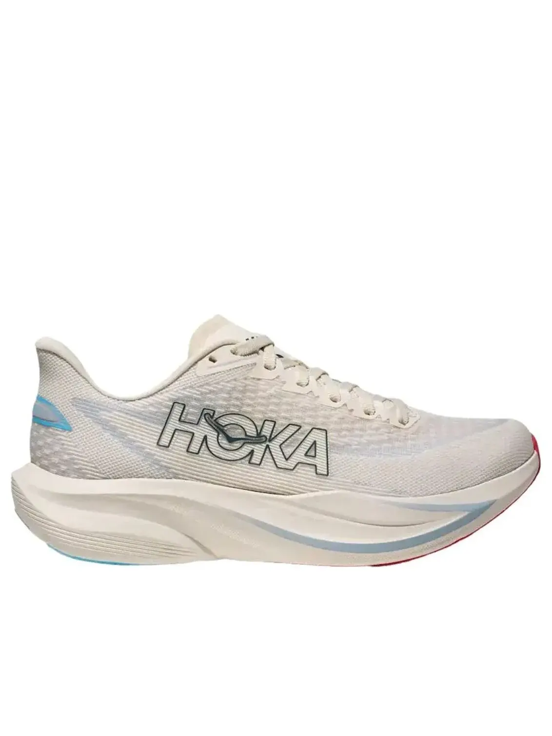 Кроссовки (WMNS) HOKA ONE ONE Mach 7 'Alabaster Soaring Blue' — изображение 2 из 5, бежевый