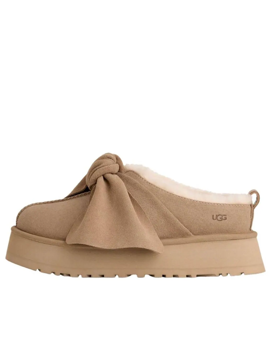 (WMNS) UGG Платформенные тапочки-слипоны с бантом — изображение 1 из 5, бежевый