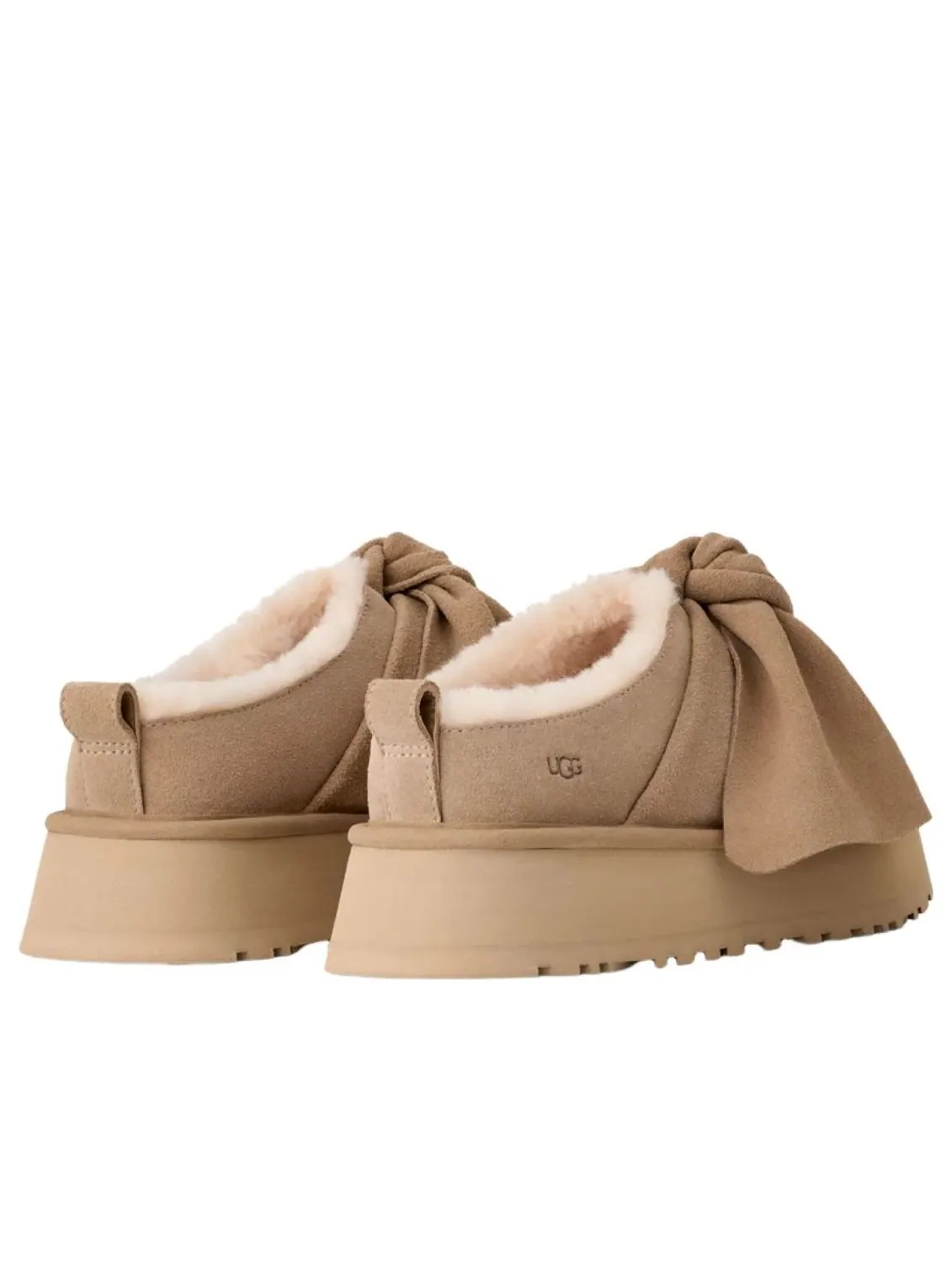 (WMNS) UGG Платформенные тапочки-слипоны с бантом — изображение 3 из 5, бежевый