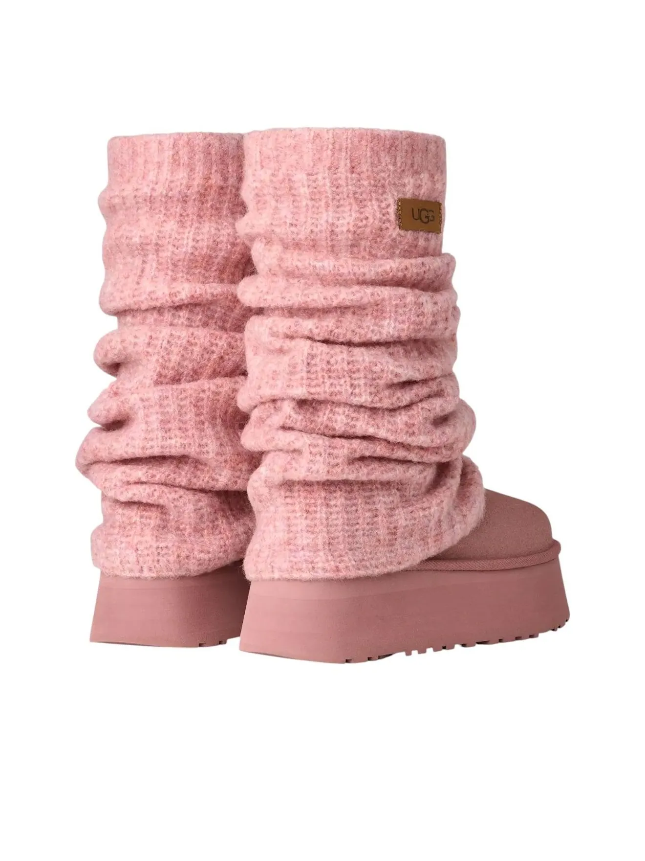Ботинки (WMNS) UGG Classic Mini Dipper Legwarmer Boot 'Pink Dawn' — изображение 4 из 6, розовый