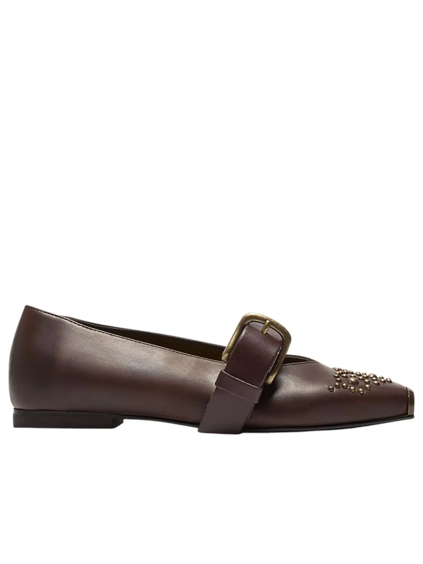 (WMNS) Туфли-гвоздики Onitsuka Tiger Ballerina Studs 'Brown Storm Pure Gold' — изображение 2 из 7, коричневый/золотистый