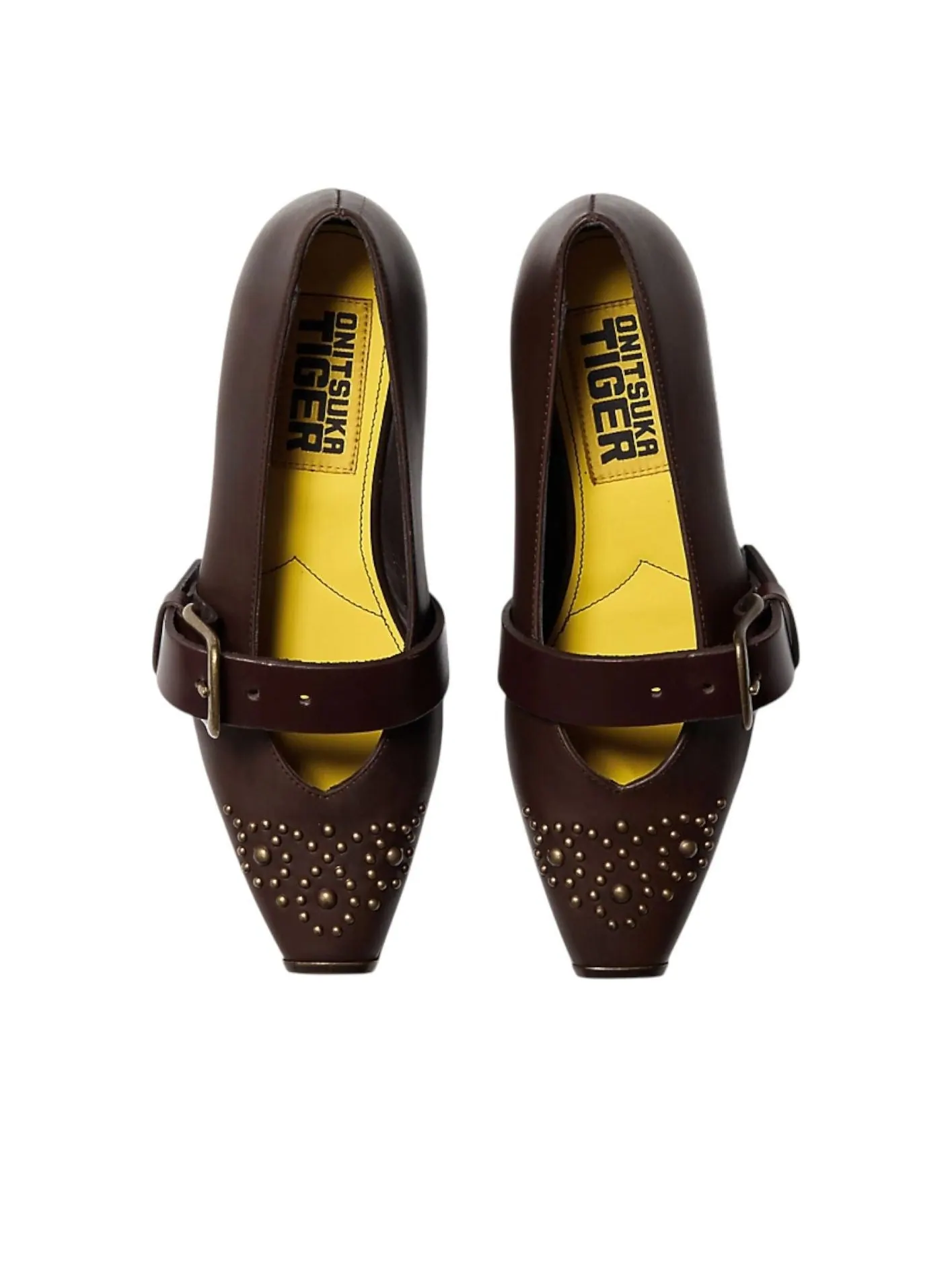 (WMNS) Туфли-гвоздики Onitsuka Tiger Ballerina Studs 'Brown Storm Pure Gold' — изображение 5 из 7, коричневый/золотистый
