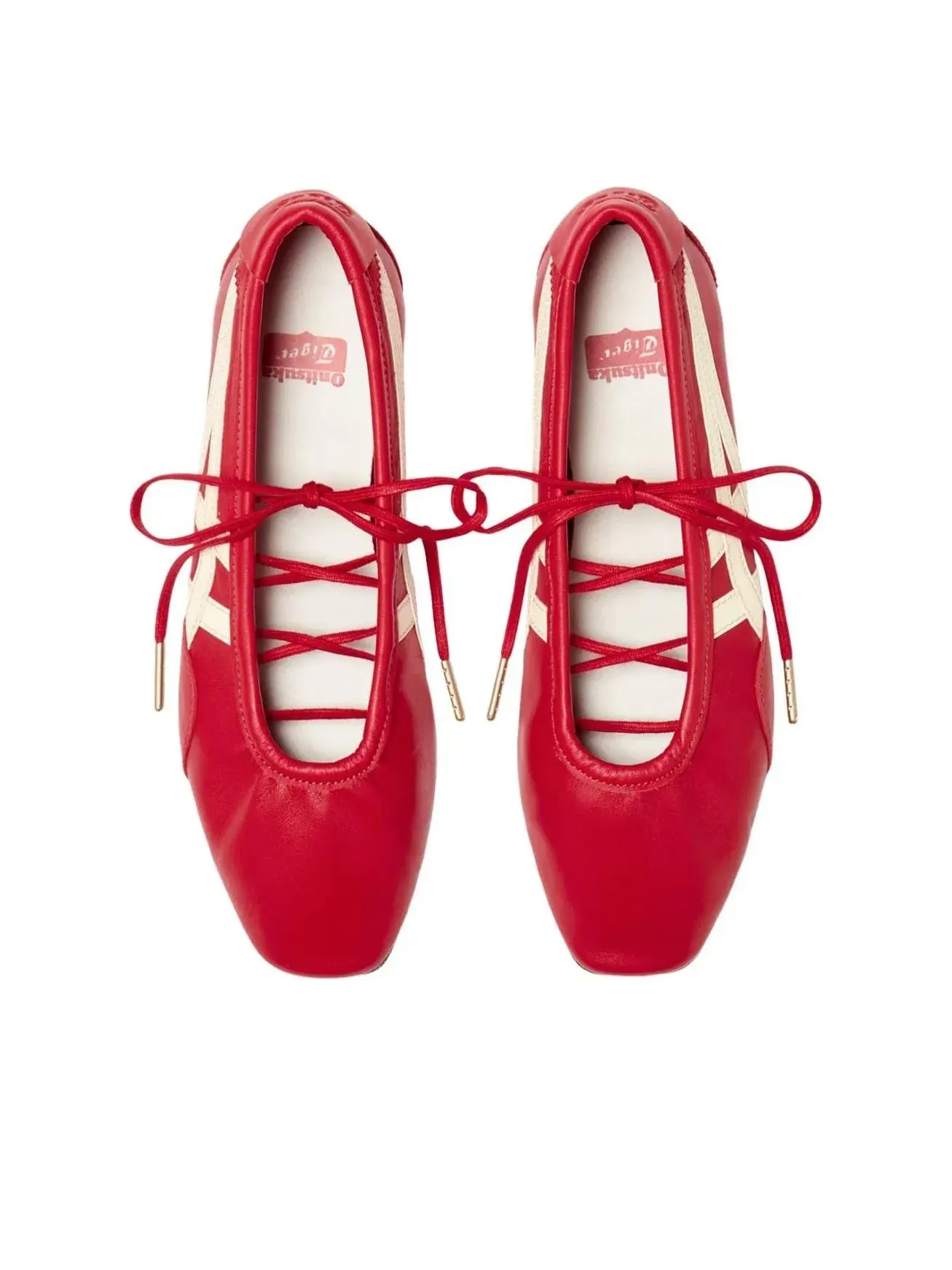 Женские кроссовки с кожаным верхом Gymnarina Classic Red Cream Onitsuka Tiger — изображение 5 из 7, красный