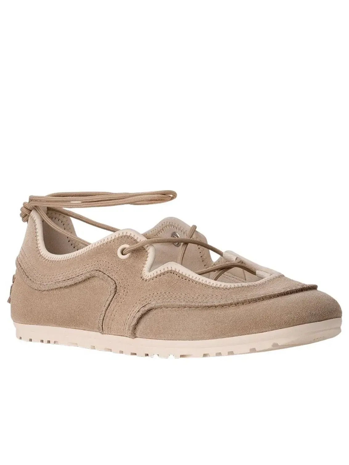 Женские балетки с кружевной шнуровкой модель Quill Ballet UGG — изображение 2 из 5, бежевый