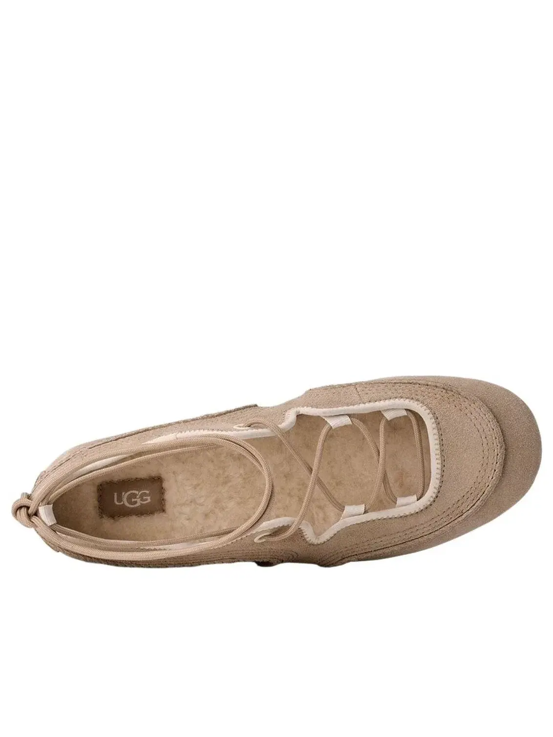 Женские балетки с кружевной шнуровкой модель Quill Ballet UGG — изображение 4 из 5, бежевый