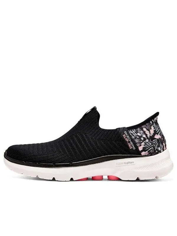 Кроссовки go walk 6 slip in 'black pink' Skechers — изображение 1 из 4, черный/розовый