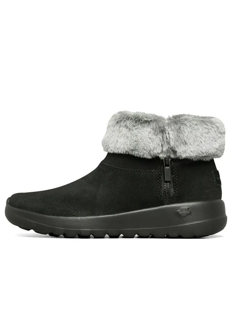 Ботинки (WMNS) Skechers On-The-Go Joy Snow Boots Fur 'Black White' — изображение 1 из 6, черный