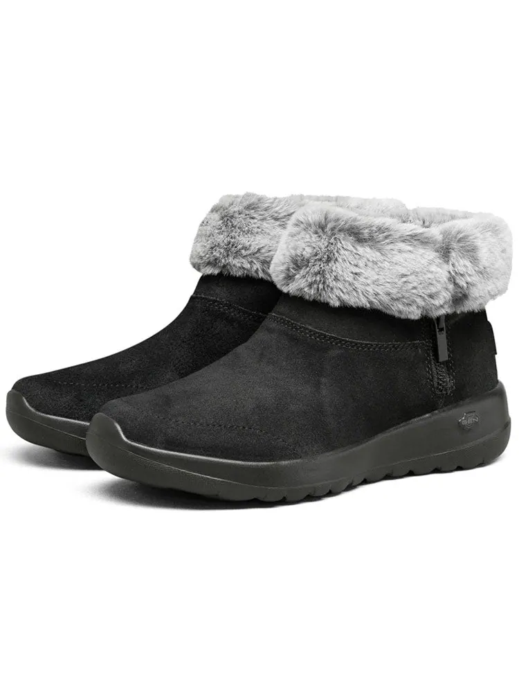 Ботинки (WMNS) Skechers On-The-Go Joy Snow Boots Fur 'Black White' — изображение 4 из 6, черный