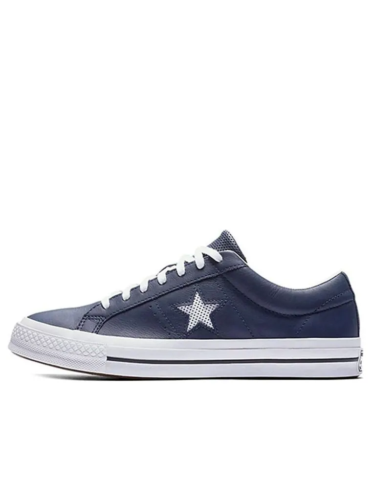 Кеды Converse One Star Perforated Leather Low Top Navy — изображение 1 из 5, синий