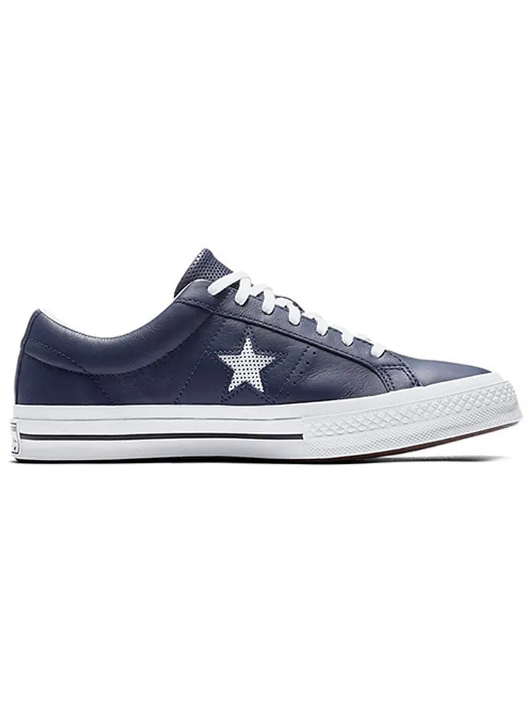 Кеды Converse One Star Perforated Leather Low Top Navy — изображение 2 из 5, синий