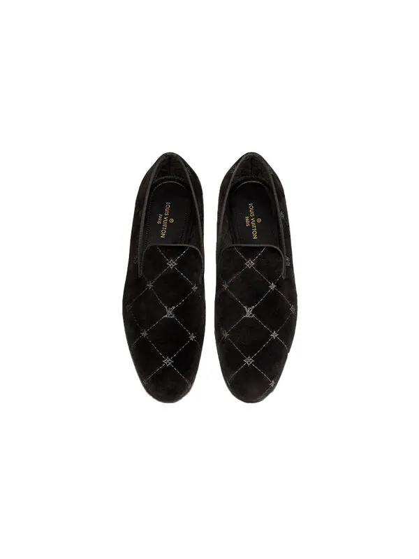 Кроссовки auteuil velvet loafers 'black with silver logo lines' Louis Vuitton — изображение 2 из 3, черный/серебристый