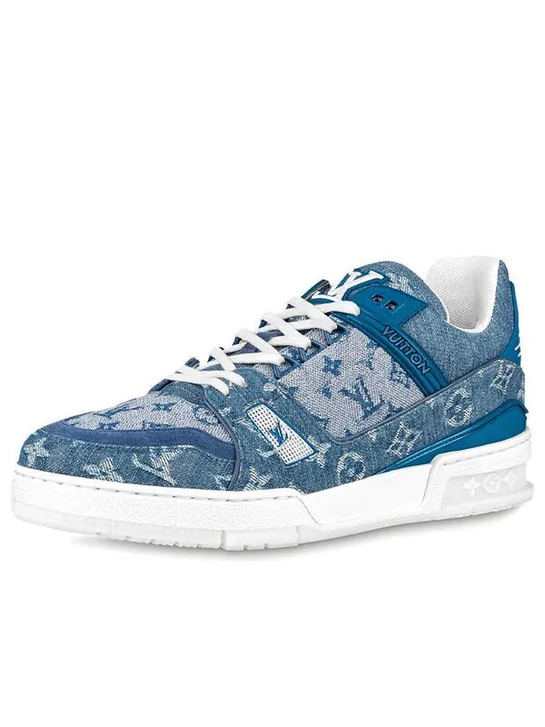 Кроссовки trainer sneakers 'denim monogram' Louis Vuitton — изображение 1 из 4, синий/белый
