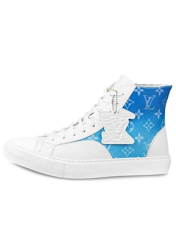 Кроссовки tattoo ankle sneakers 'white with blue monogram' Louis Vuitton — изображение 1 из 4, белый/синий