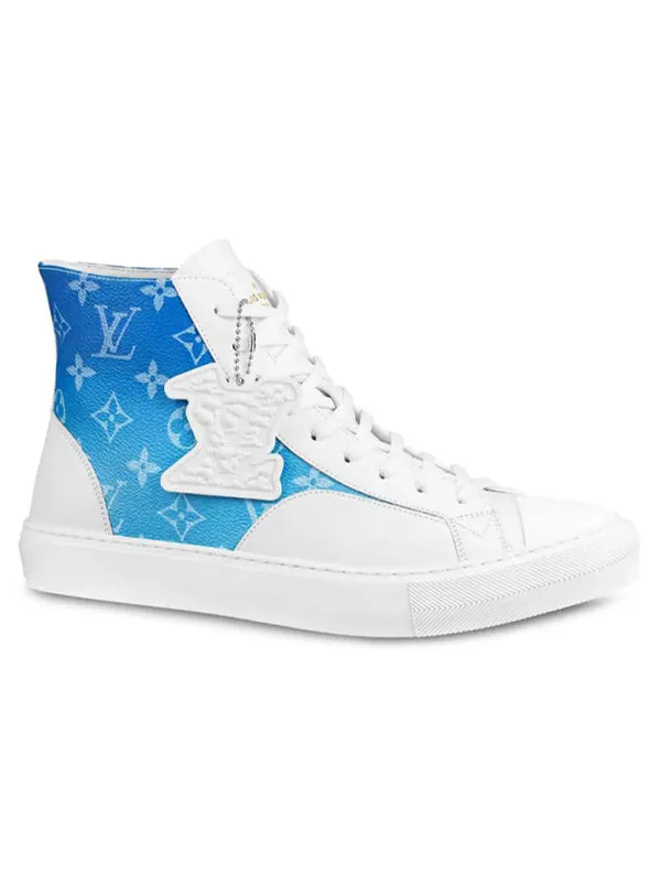 Кроссовки tattoo ankle sneakers 'white with blue monogram' Louis Vuitton — изображение 2 из 4, белый/синий